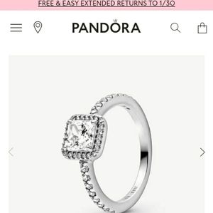 Pandora Halo square sparkle ring Size 4½
